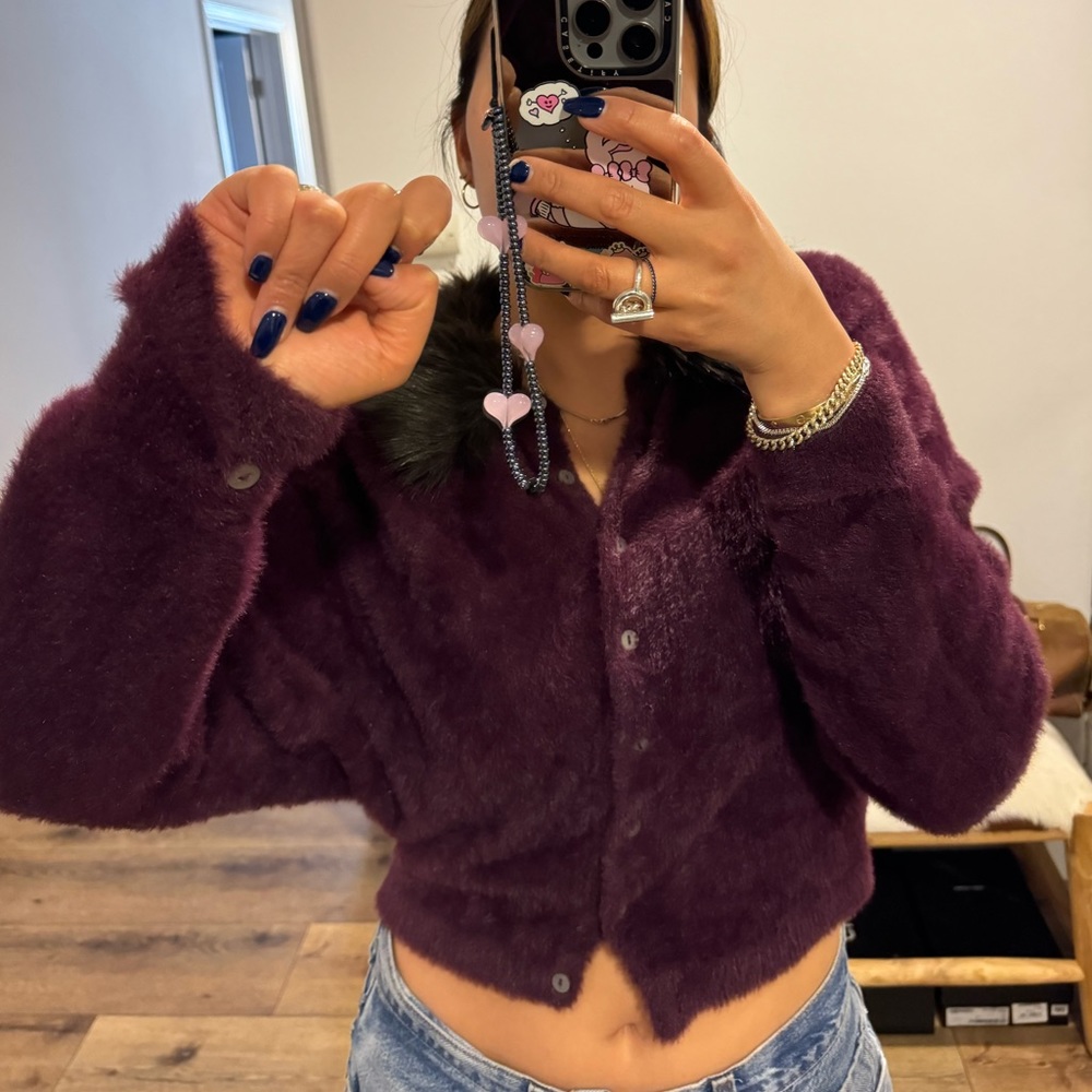 Free People fur collars cardigan